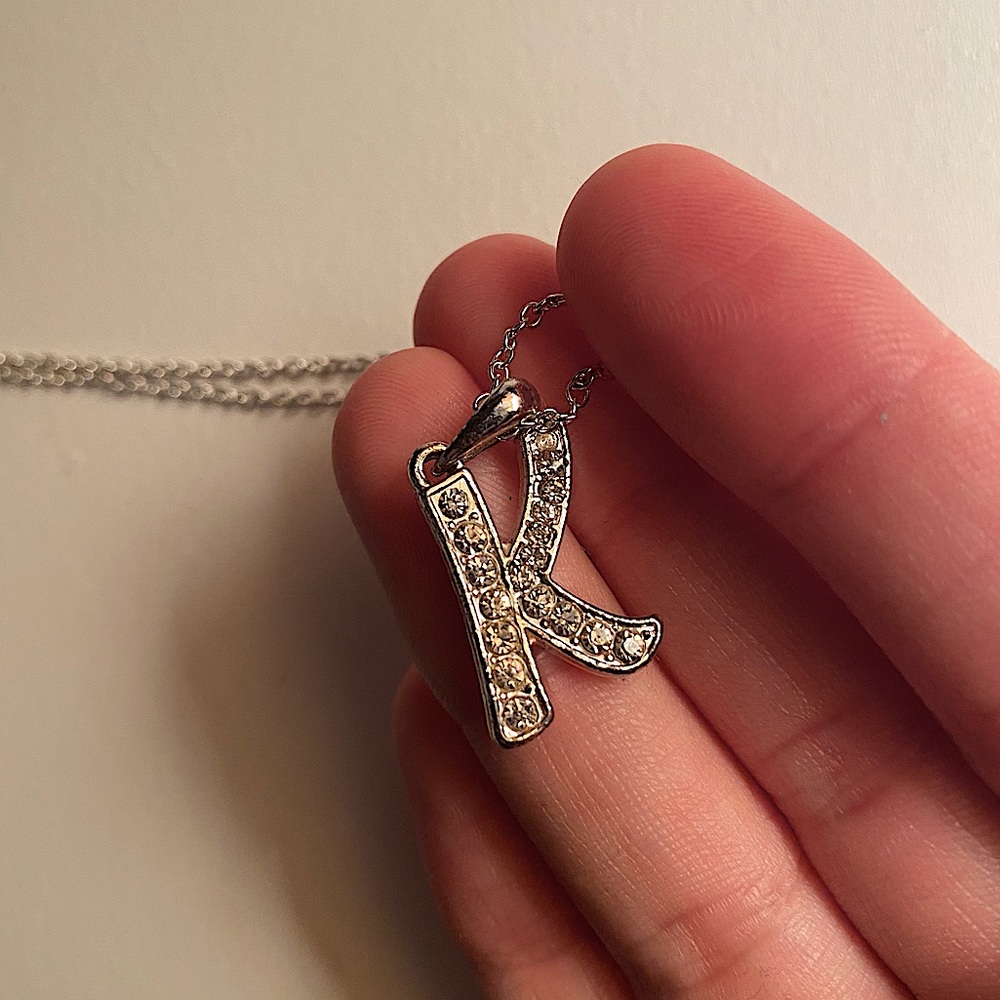 “K” Initial Silver Tone Necklace